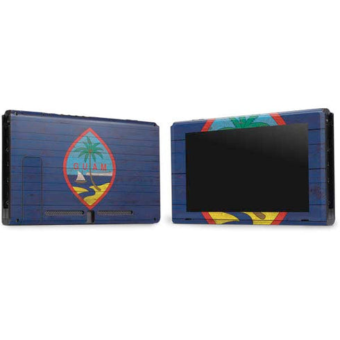 Guam Flag Dark Wood Nintendo Switch Bundle Skin
